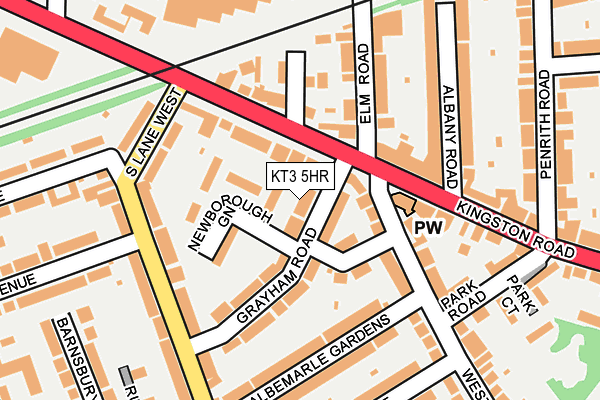 KT3 5HR map - OS OpenMap – Local (Ordnance Survey)