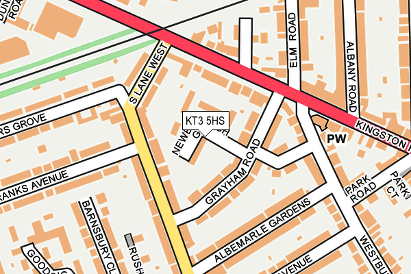 KT3 5HS map - OS OpenMap – Local (Ordnance Survey)