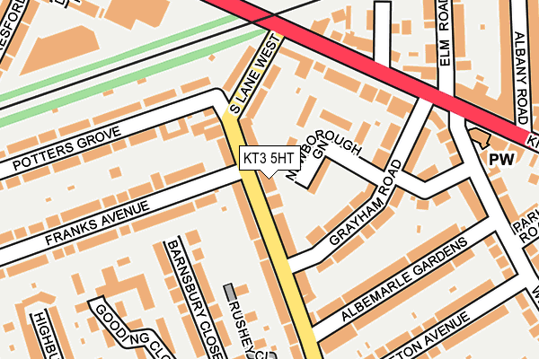 KT3 5HT map - OS OpenMap – Local (Ordnance Survey)