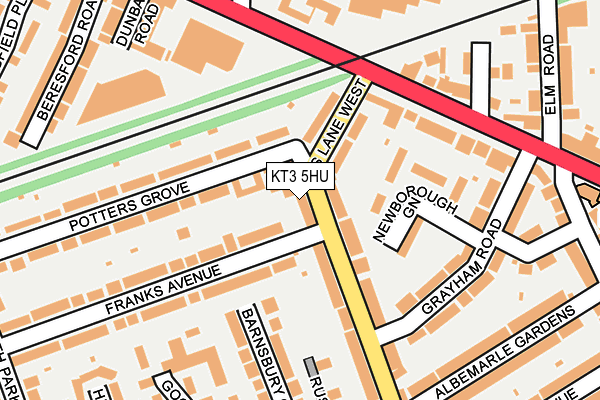 KT3 5HU map - OS OpenMap – Local (Ordnance Survey)