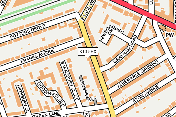KT3 5HX map - OS OpenMap – Local (Ordnance Survey)