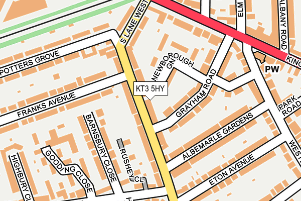 KT3 5HY map - OS OpenMap – Local (Ordnance Survey)