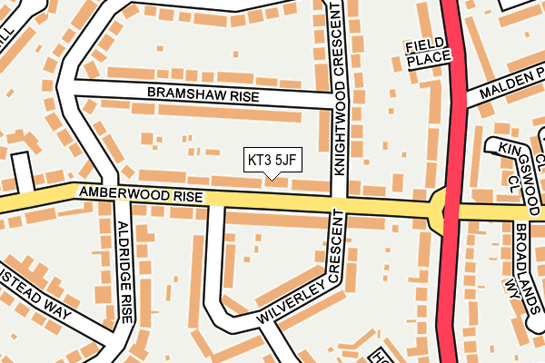 KT3 5JF map - OS OpenMap – Local (Ordnance Survey)