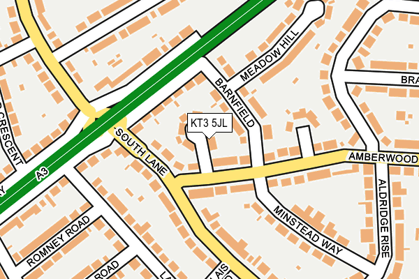 KT3 5JL map - OS OpenMap – Local (Ordnance Survey)