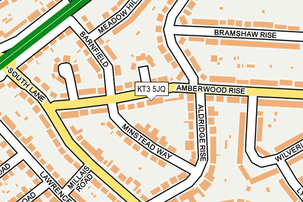 KT3 5JQ map - OS OpenMap – Local (Ordnance Survey)