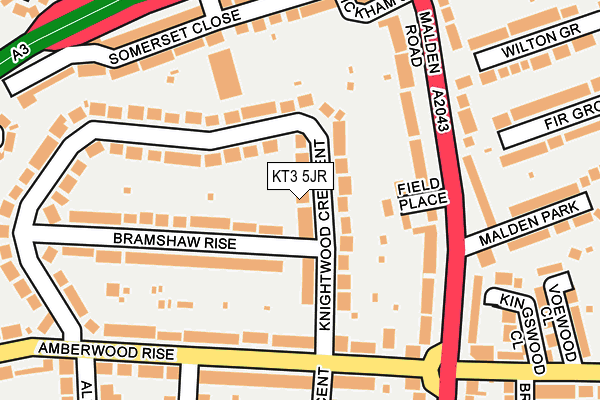 KT3 5JR map - OS OpenMap – Local (Ordnance Survey)