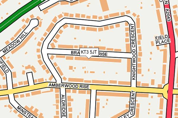KT3 5JT map - OS OpenMap – Local (Ordnance Survey)