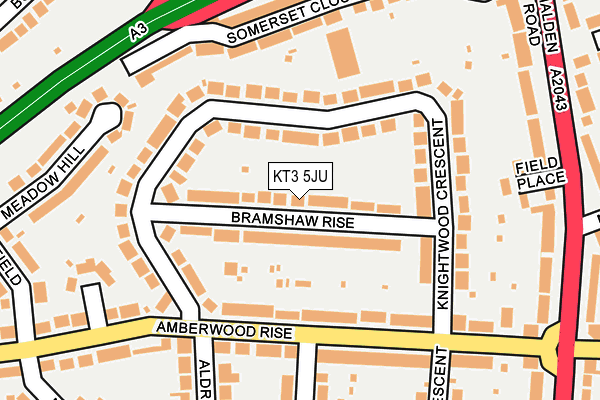 KT3 5JU map - OS OpenMap – Local (Ordnance Survey)