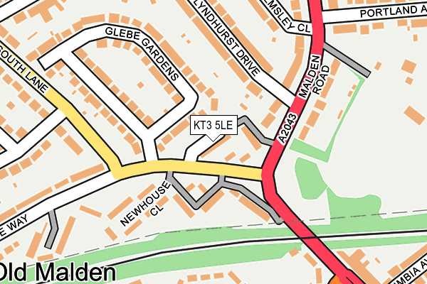 KT3 5LE map - OS OpenMap – Local (Ordnance Survey)
