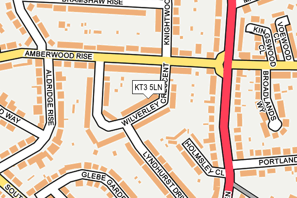 KT3 5LN map - OS OpenMap – Local (Ordnance Survey)
