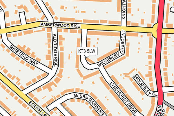 KT3 5LW map - OS OpenMap – Local (Ordnance Survey)