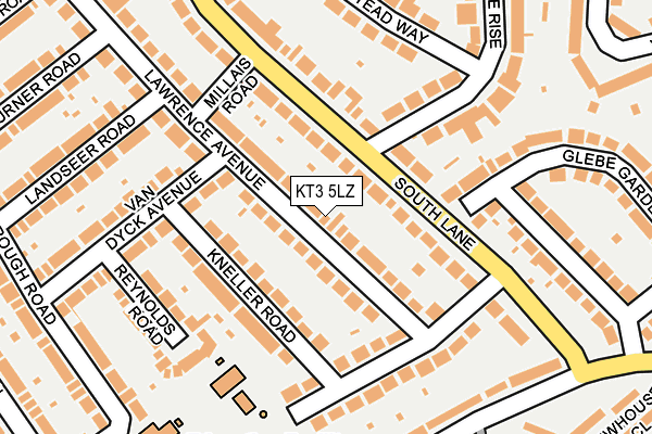 KT3 5LZ map - OS OpenMap – Local (Ordnance Survey)