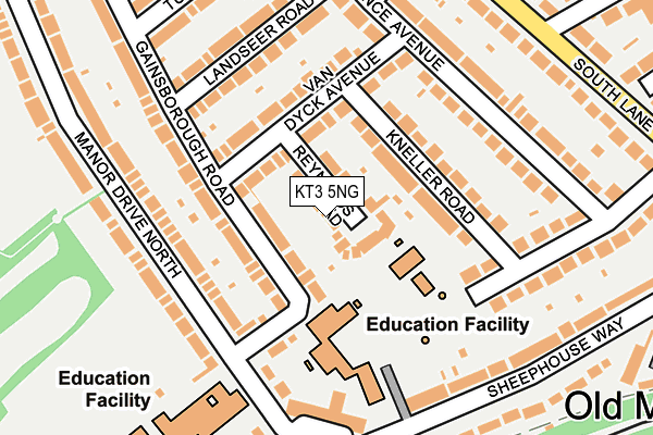 KT3 5NG map - OS OpenMap – Local (Ordnance Survey)