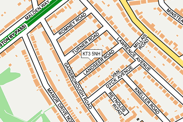 KT3 5NH map - OS OpenMap – Local (Ordnance Survey)