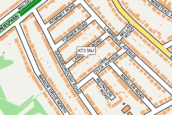 KT3 5NJ map - OS OpenMap – Local (Ordnance Survey)