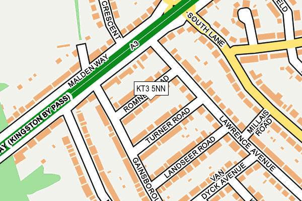 KT3 5NN map - OS OpenMap – Local (Ordnance Survey)