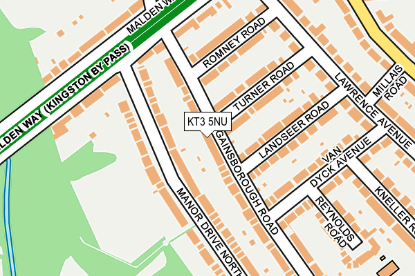 KT3 5NU map - OS OpenMap – Local (Ordnance Survey)