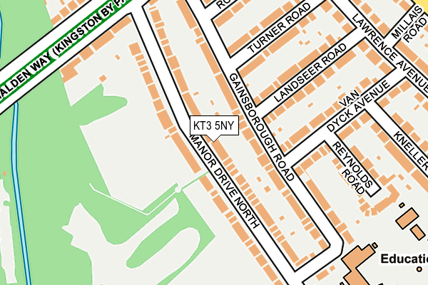 KT3 5NY map - OS OpenMap – Local (Ordnance Survey)