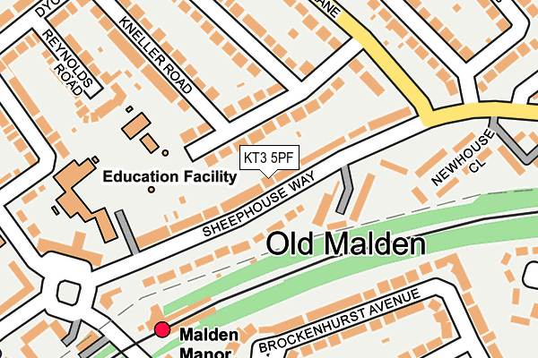 KT3 5PF map - OS OpenMap – Local (Ordnance Survey)