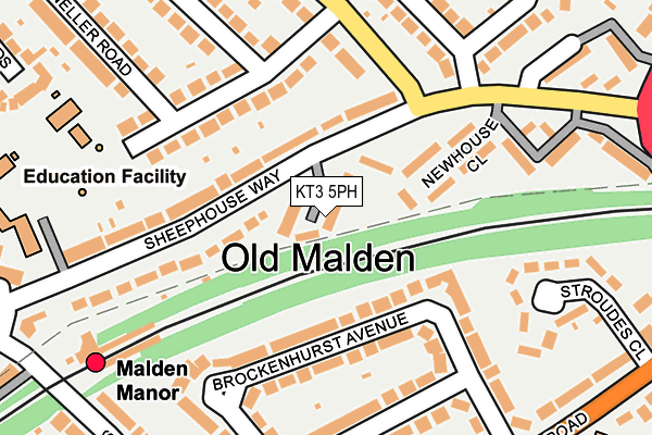 KT3 5PH map - OS OpenMap – Local (Ordnance Survey)