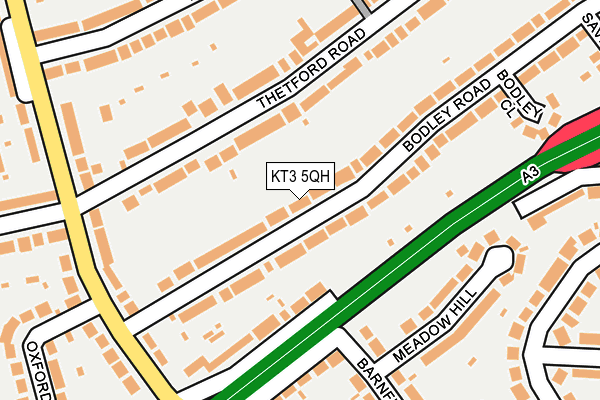 KT3 5QH map - OS OpenMap – Local (Ordnance Survey)