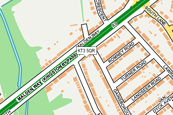 KT3 5QR map - OS OpenMap – Local (Ordnance Survey)