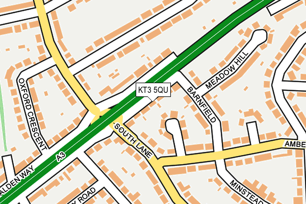 KT3 5QU map - OS OpenMap – Local (Ordnance Survey)