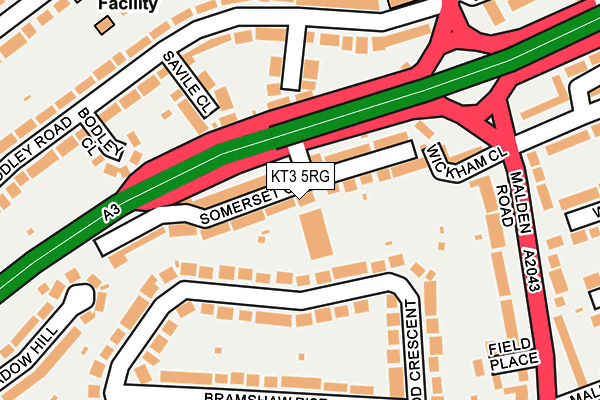 KT3 5RG map - OS OpenMap – Local (Ordnance Survey)