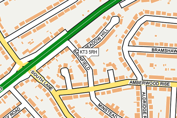 KT3 5RH map - OS OpenMap – Local (Ordnance Survey)
