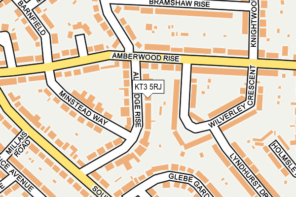 KT3 5RJ map - OS OpenMap – Local (Ordnance Survey)
