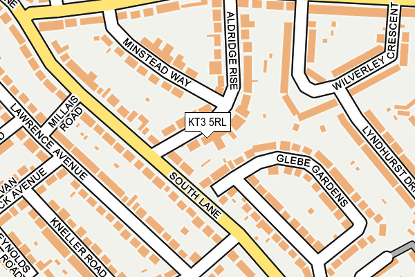 KT3 5RL map - OS OpenMap – Local (Ordnance Survey)