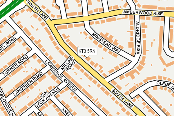 KT3 5RN map - OS OpenMap – Local (Ordnance Survey)