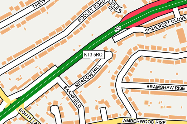 KT3 5RQ map - OS OpenMap – Local (Ordnance Survey)