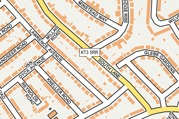 KT3 5RR map - OS OpenMap – Local (Ordnance Survey)