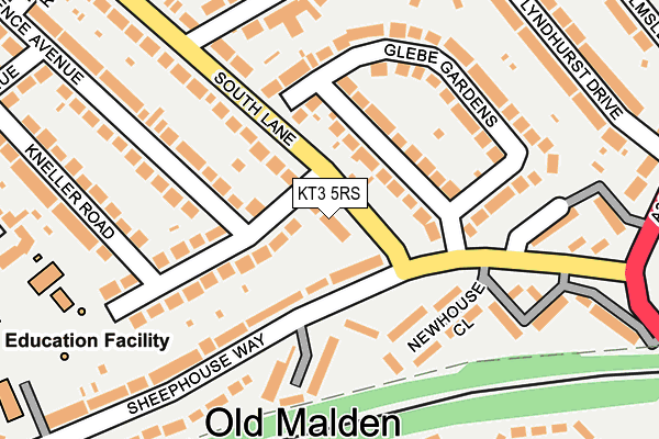 KT3 5RS map - OS OpenMap – Local (Ordnance Survey)