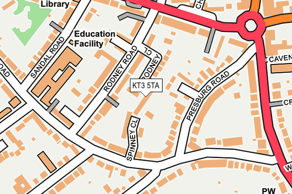KT3 5TA map - OS OpenMap – Local (Ordnance Survey)