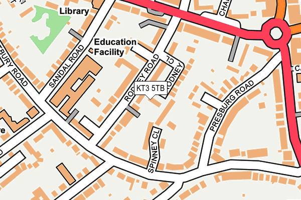 KT3 5TB map - OS OpenMap – Local (Ordnance Survey)