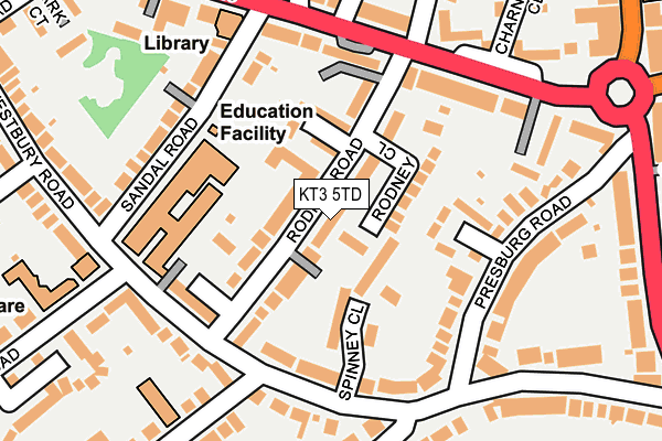 KT3 5TD map - OS OpenMap – Local (Ordnance Survey)