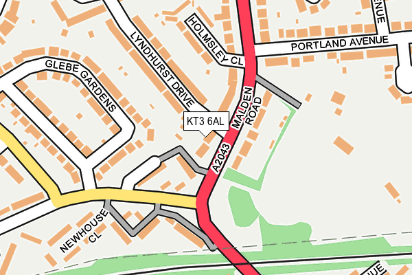 KT3 6AL map - OS OpenMap – Local (Ordnance Survey)