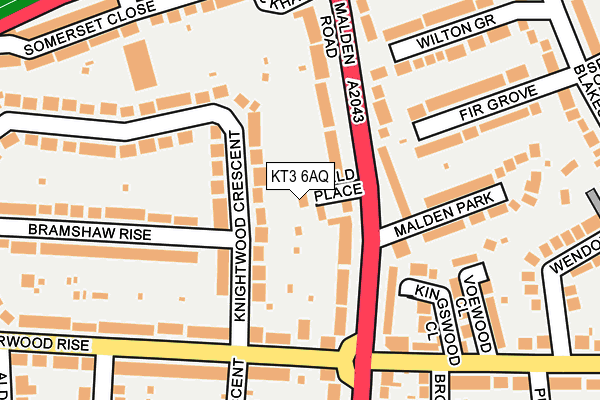KT3 6AQ map - OS OpenMap – Local (Ordnance Survey)