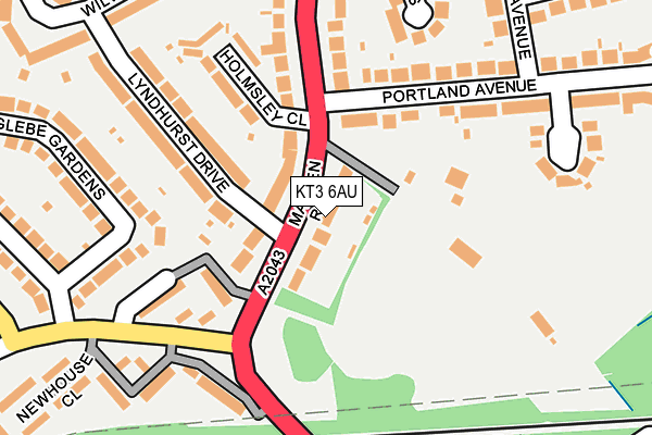 KT3 6AU map - OS OpenMap – Local (Ordnance Survey)