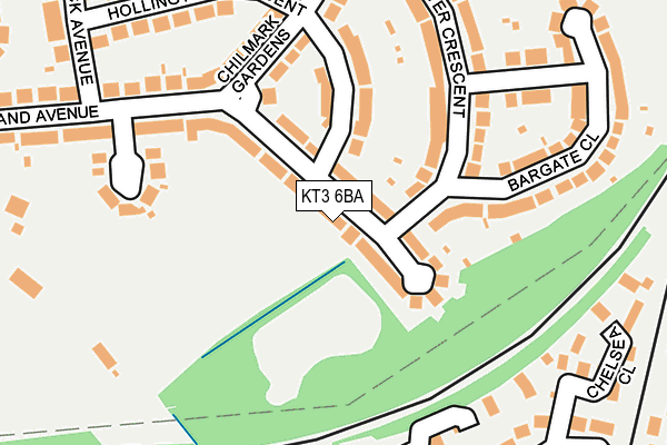 KT3 6BA map - OS OpenMap – Local (Ordnance Survey)