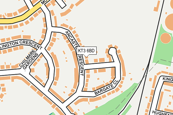 KT3 6BD map - OS OpenMap – Local (Ordnance Survey)