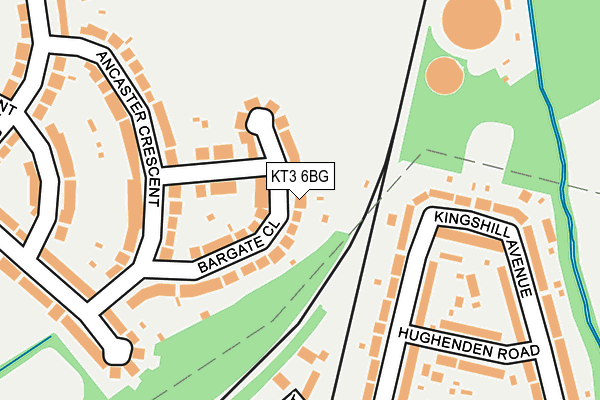 KT3 6BG map - OS OpenMap – Local (Ordnance Survey)