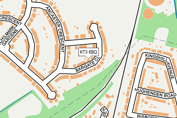 KT3 6BQ map - OS OpenMap – Local (Ordnance Survey)