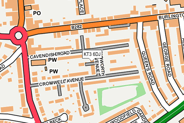 KT3 6DJ map - OS OpenMap – Local (Ordnance Survey)