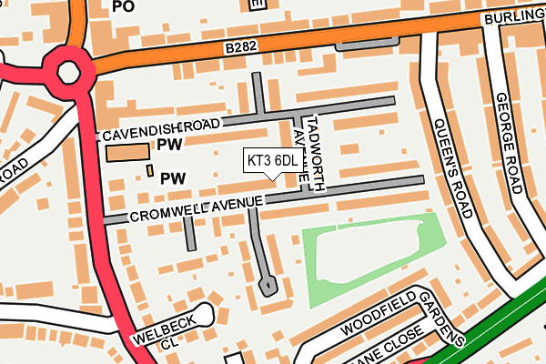 KT3 6DL map - OS OpenMap – Local (Ordnance Survey)