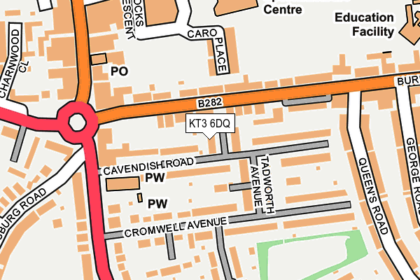 KT3 6DQ map - OS OpenMap – Local (Ordnance Survey)