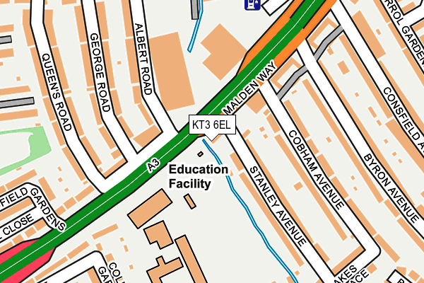 KT3 6EL map - OS OpenMap – Local (Ordnance Survey)