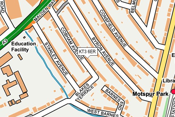 KT3 6ER map - OS OpenMap – Local (Ordnance Survey)